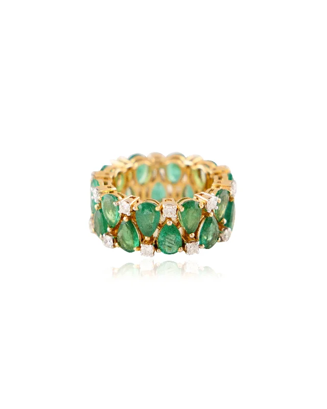 Fine Diamond Ring-Diamond Emerald Ring