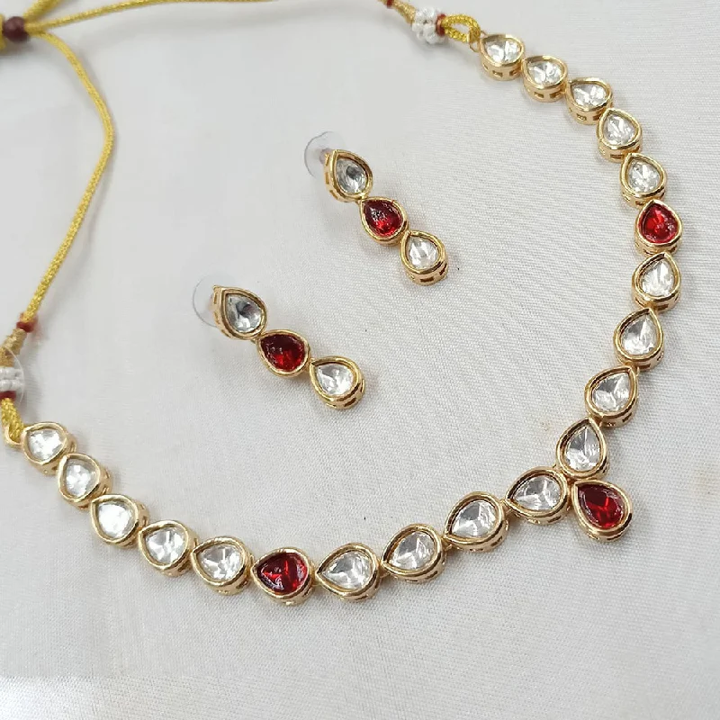 Oval Gemstone Necklace-Padmawati Bangles Gold Plated Kundan Stone Necklace Set