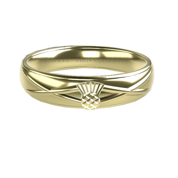 Colored Gemstone Ring-SCOTTISH THISTLE SALTIRE WEDDING RING