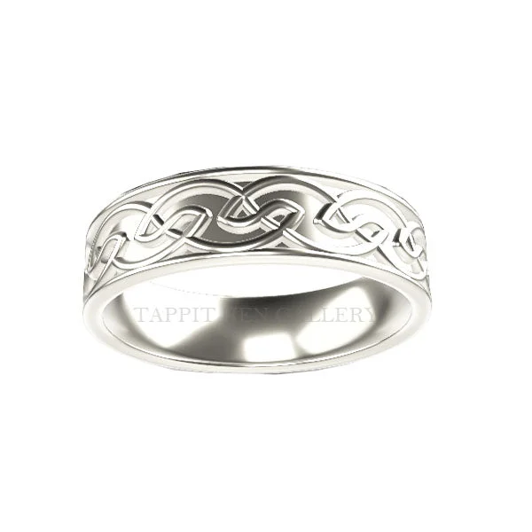 Couples Engagement Ring-5MM COMFY FIT EDINBURGH CELTIC KNOTWORK RING IN SILVER