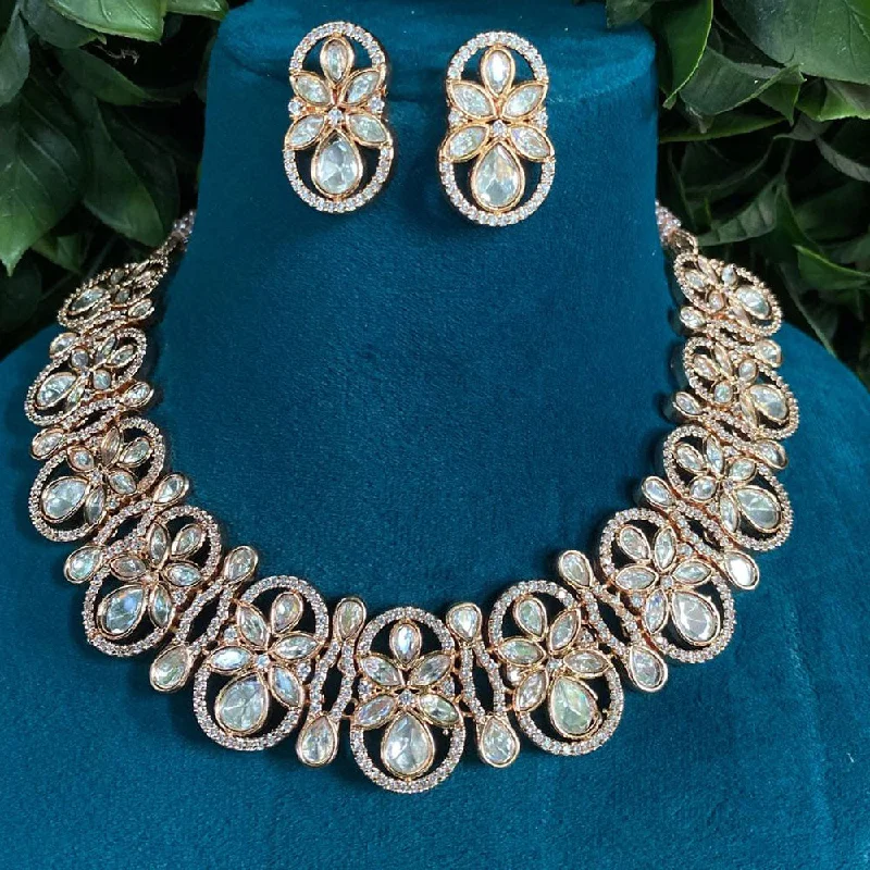 Black Diamond Necklace-Royal Kundan Jewellery Gold Plated Polki Kundan Necklace Set