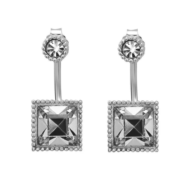 Classic Pearl Stud Earrings-Sterling Silver Grey Crystal Ear Cuff Earrings