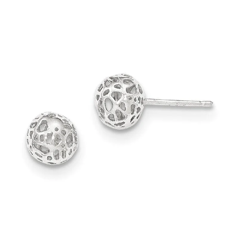 Pear Shaped Earrings-14K White Gold Medium Fancy Ball Post Earrings