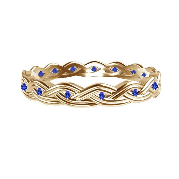 Modern Wedding Ring Set-ROYAL CELTIC TWIST PAVE SAPPHIRE ENGAGEMENT RING IN YELLOW GOLD