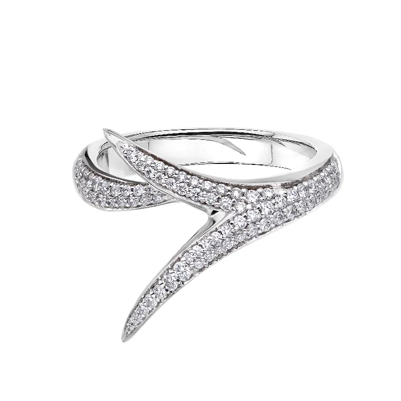 Designer Gold Ring-Interlocking Embrace Ring - 18ct White Gold & Diamond