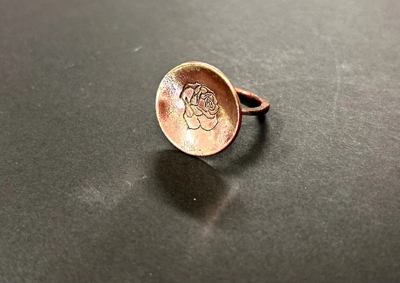 Elegant Gemstone Ring-Copper rose domed ring