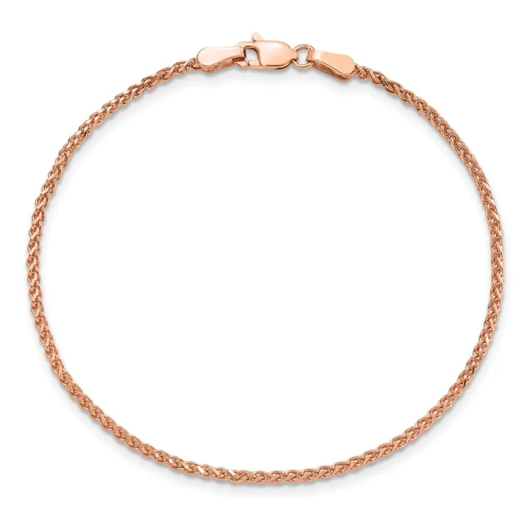 Modern Silver Cuff Bracelets-14K Rose Gold 7 inch 1.7mm Diamond-cut Spiga with Lobster Clasp Bracelet