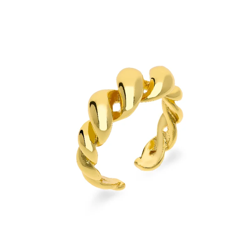 Women's Diamond Ring-Pretzel bold ring gold