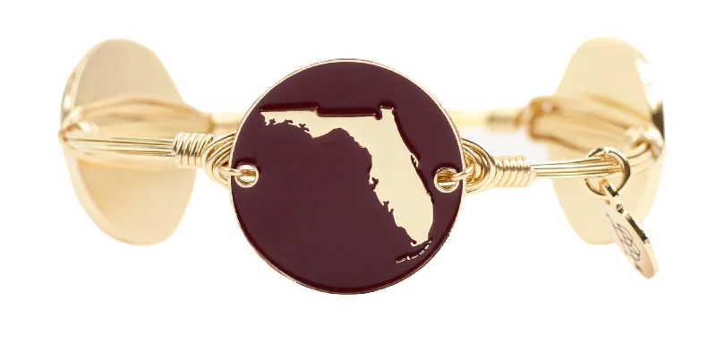 Bangles with Colored Stones-State of Florida Bangle Bracelet - Garnet