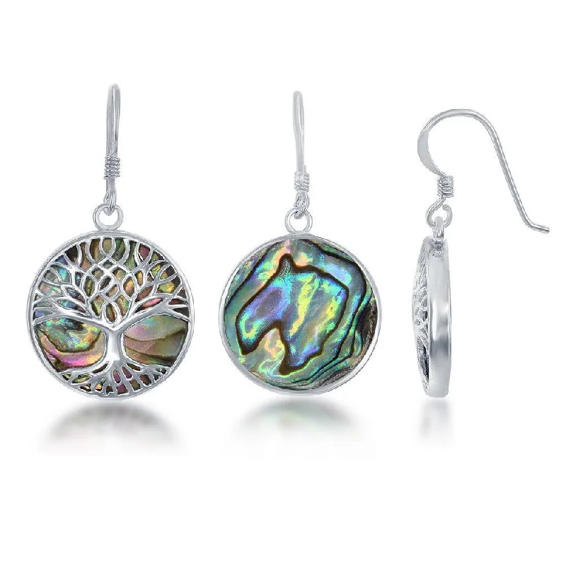 Bridal Earrings Set-Sterling Silver Abalone with Tree of Life Earrings