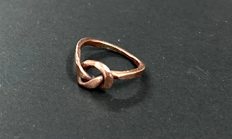 Vintage Gemstone Ring-Pretzel copper knot ring