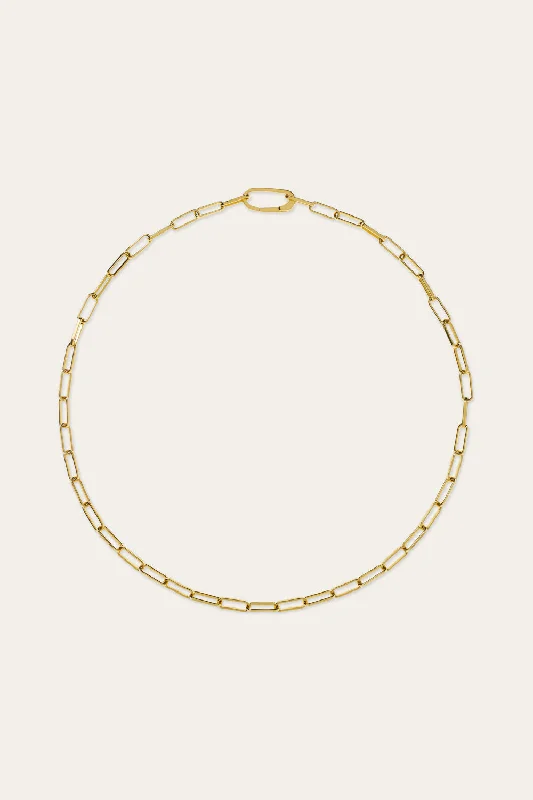 Pearl and Diamond Necklace-Large link chain gold plated