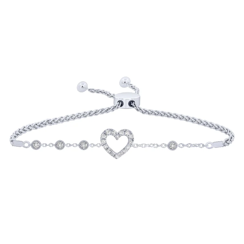 Silver Charm Bracelets-Sterling Silver 2/5Ctw Heart Friendship Bracelet