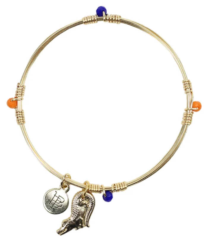 Personalized Name Bangles Set-The Gameday Bangle - Orange + Blue