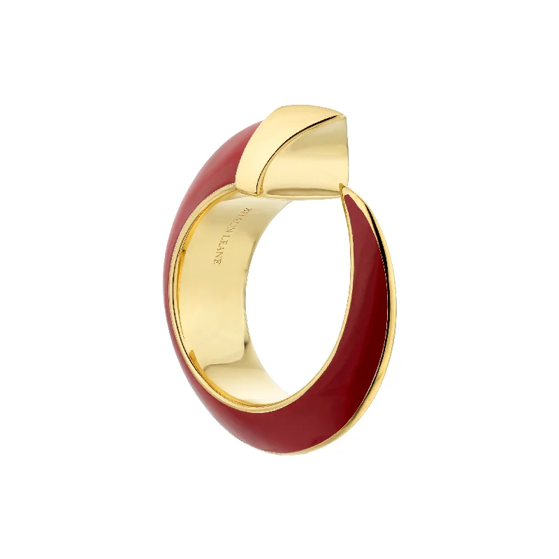 Gold and Silver Ring-Sabre Solis Ring - Yellow Gold Vermeil & Sienna Ceramic