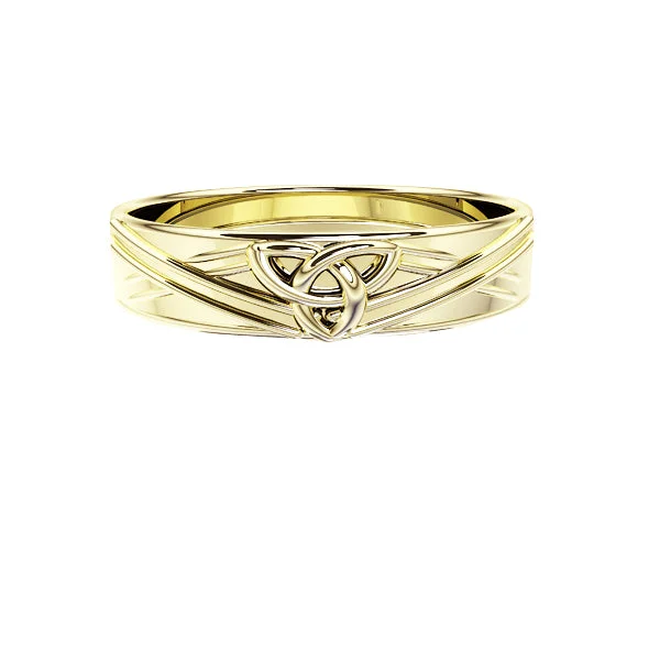 Adjustable Gold Ring-Edinburgh Celtic Trinity Knot Saltire Wedding Ring