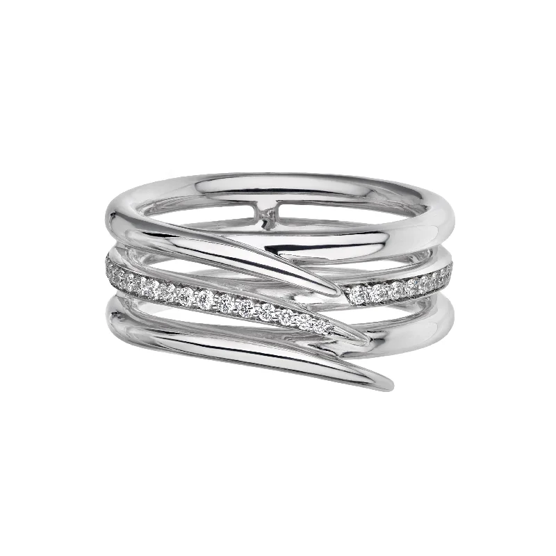 Designer Diamond Ring-Armis Single Row Ring - 18ct White Gold & Diamond Pavé