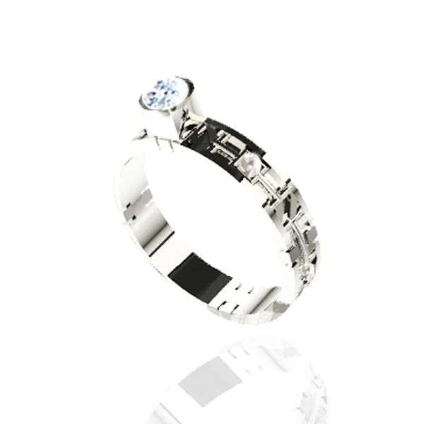 Simple Diamond Ring-TARTAN PRINT PAVE SCOTTISH ENGAGEMENT RING