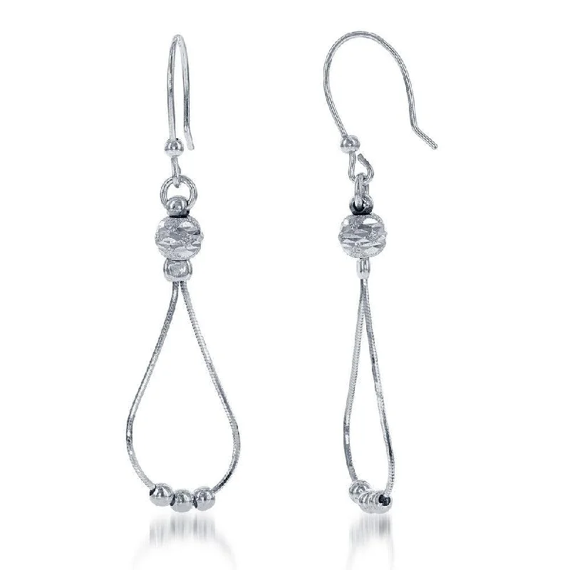 Funky Earrings for Teens-Sterling Silver Square Snake Loop and Bead Earrings