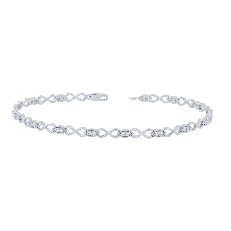 Luxury Diamond Bracelets-Sterling Silver 0.12Ctw Infinity Bracelet