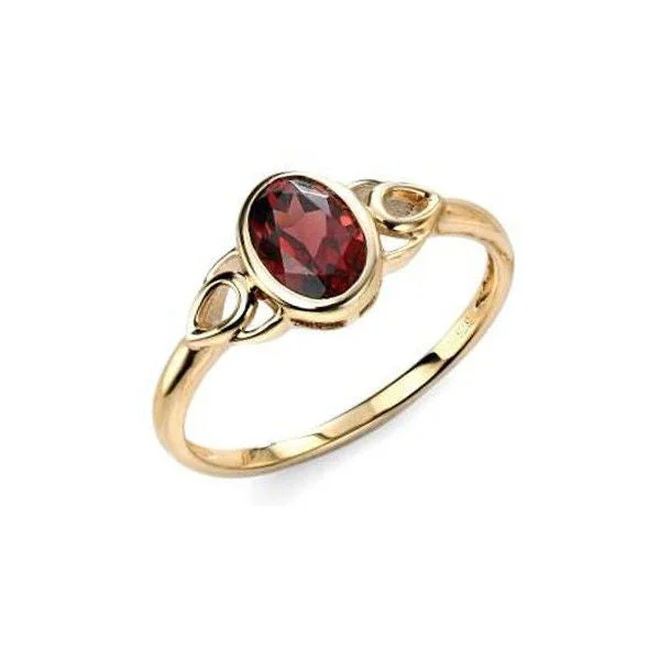 Classic Gemstone Wedding Band-Oval Stoneset Ring with Teardrop Detail in Yellow Gold