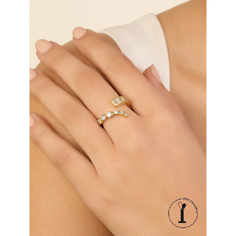 Handcrafted Diamond Ring-Isharya Abstract Stackable Ring In 18Kt Gold Plated