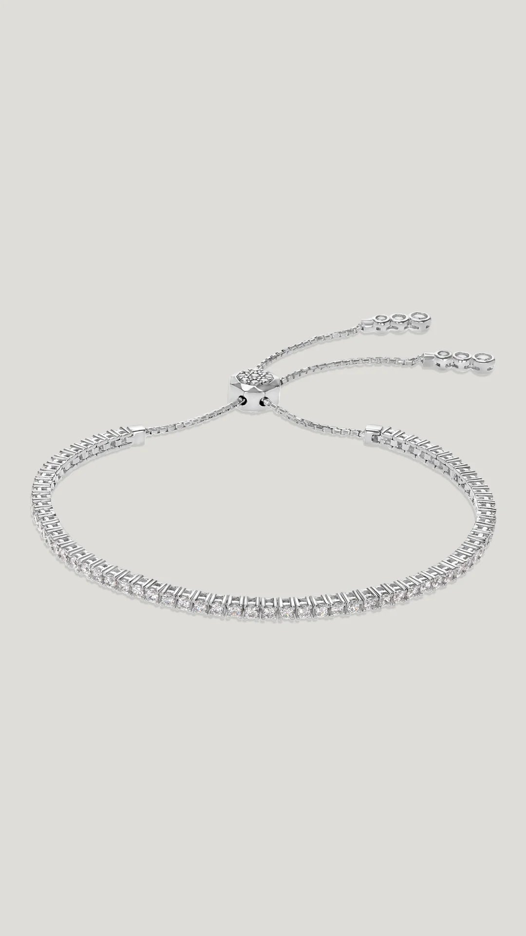 Silver Chain Bracelets-Tennis Adjustable Bracelet 3mm Silver