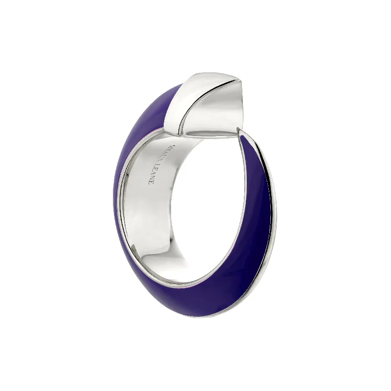 Amethyst Gemstone Ring-Sabre Solis Ring - Silver & Atlantic Ceramic