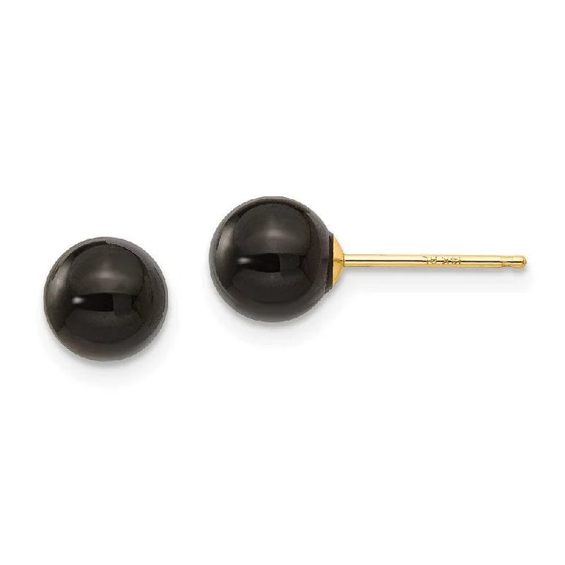 Dangle Hoop Earrings-Madi K Kid's 14k  Onyx Bead Earrings