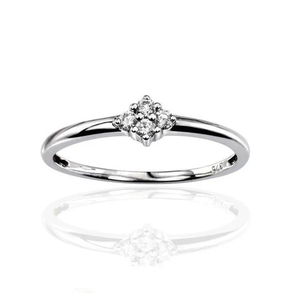 Fancy Engagement Ring-Four Stone Cluster Diamond Engagement Ring in White Gold