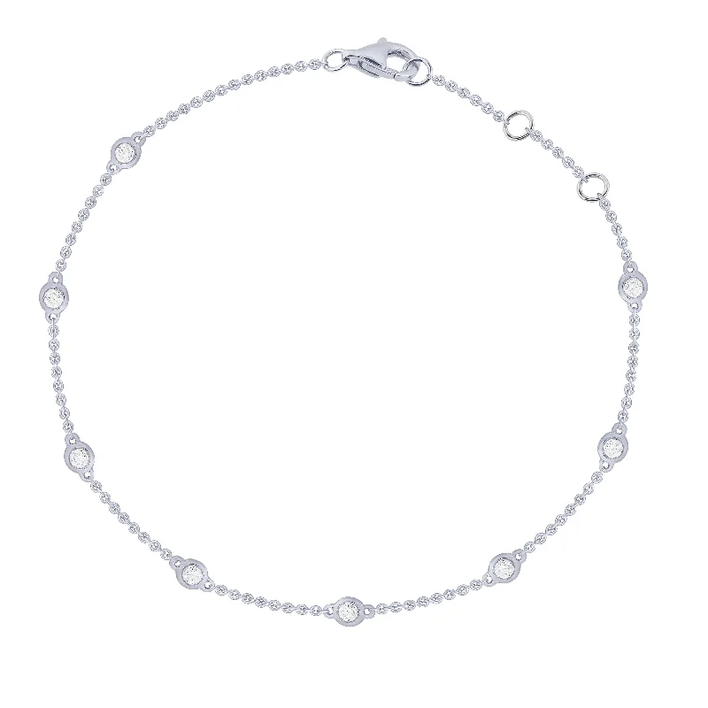 Custom Charm Bracelets-14K White Gold 1/4Ct Diamond By The Yard Bracelet