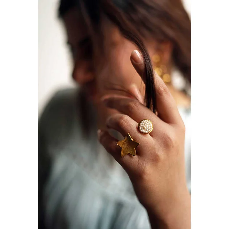 Handmade Promise Ring-Aarjavee Gold Flower and Bud Ring