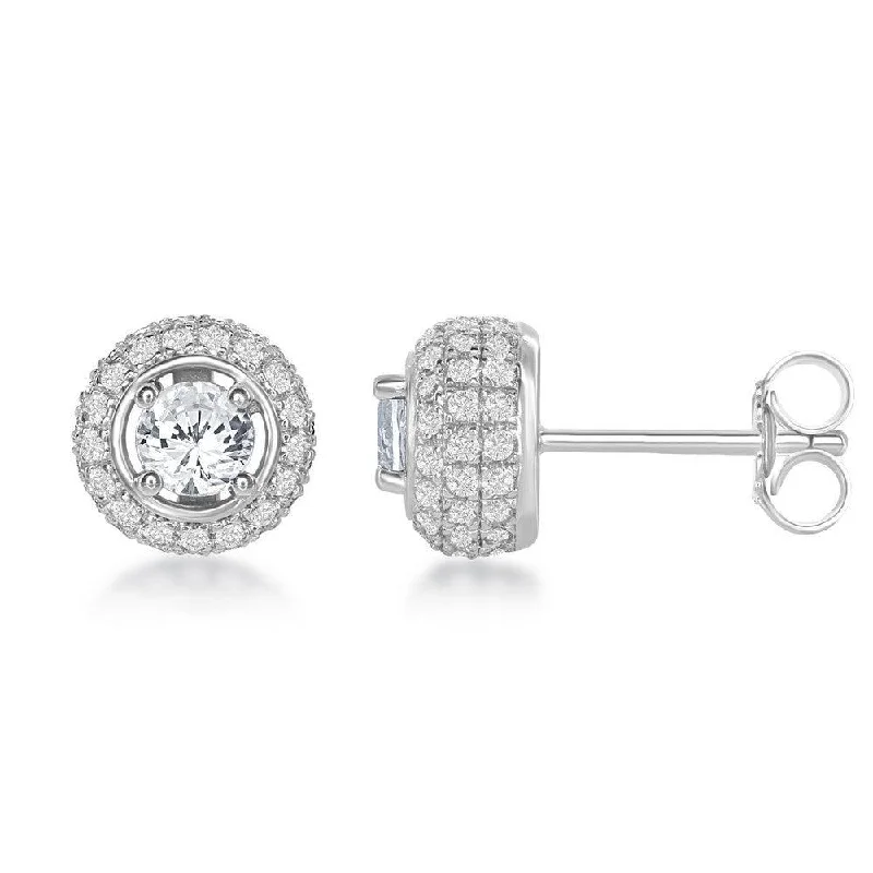 Casual Silver Earrings-Sterling Silver 4mm White Topaz Stud Earrings