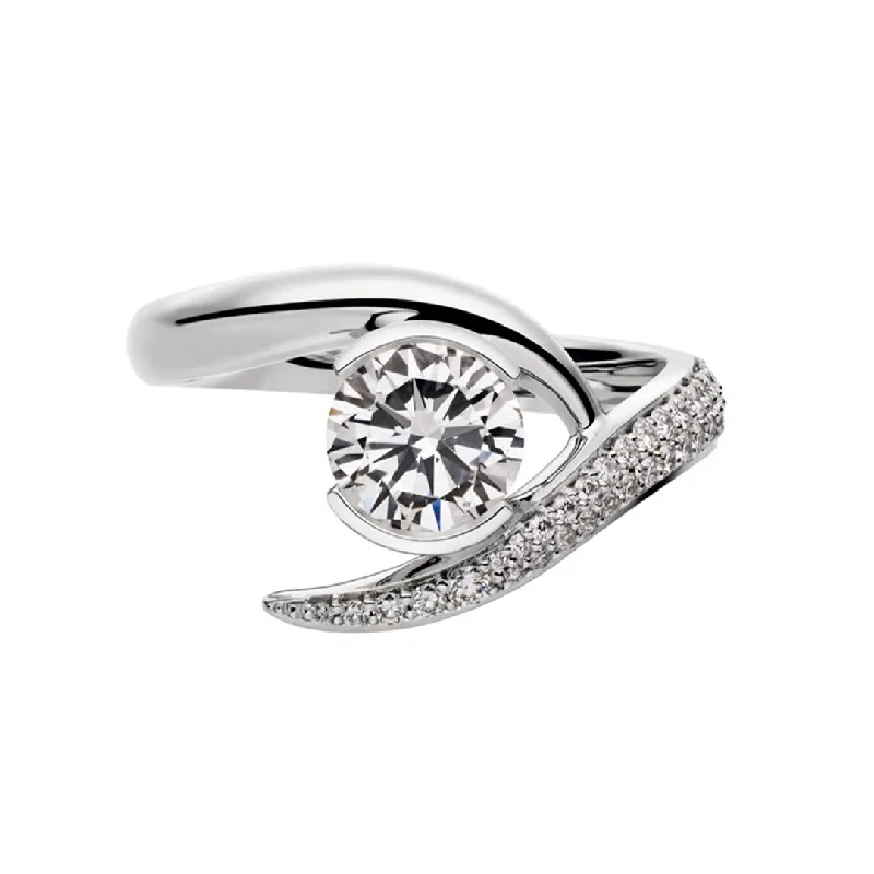 Custom Engraved Ring-Entwined Rapture75 Engagement Ring - Platinum & 0.91ct Diamond