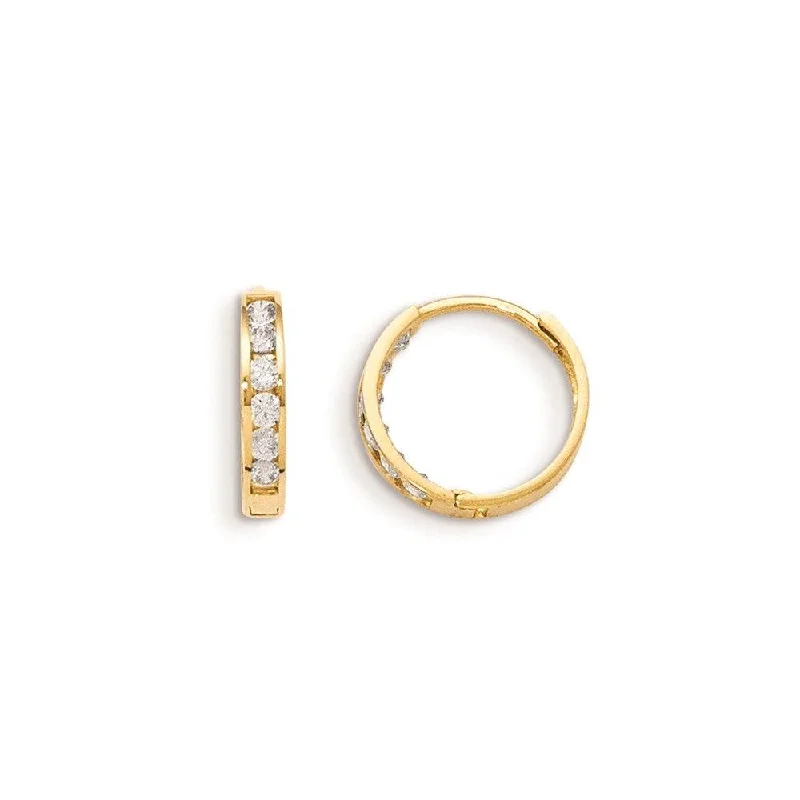 Lightweight Dangle Earrings-Madi K Kid's 14k  CZ Hinged Hoop Earrings