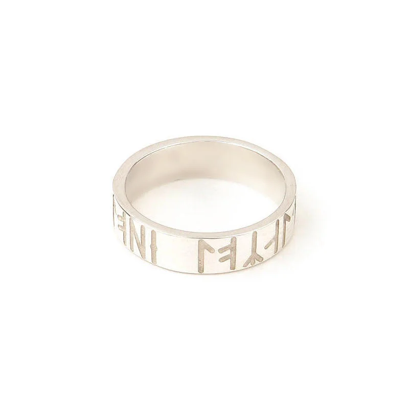 Beautiful Gemstone Ring-Wide Flat Band Runic Friendship Ring