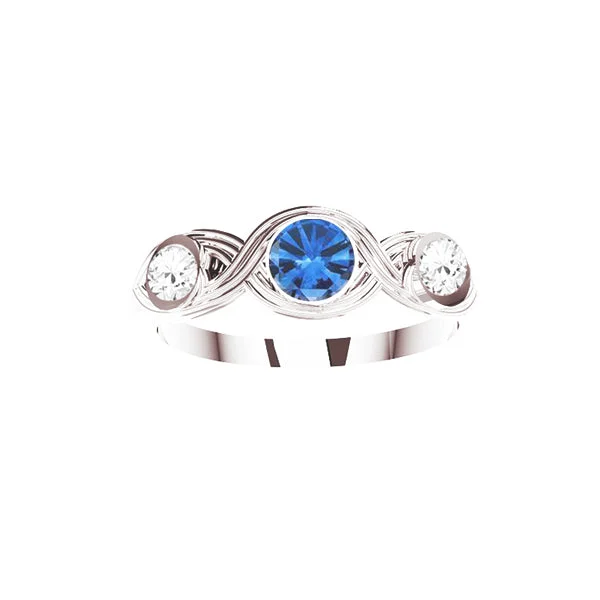 Cute Animal Rings-Infinity Flow Diamond Sapphire Engagement Ring