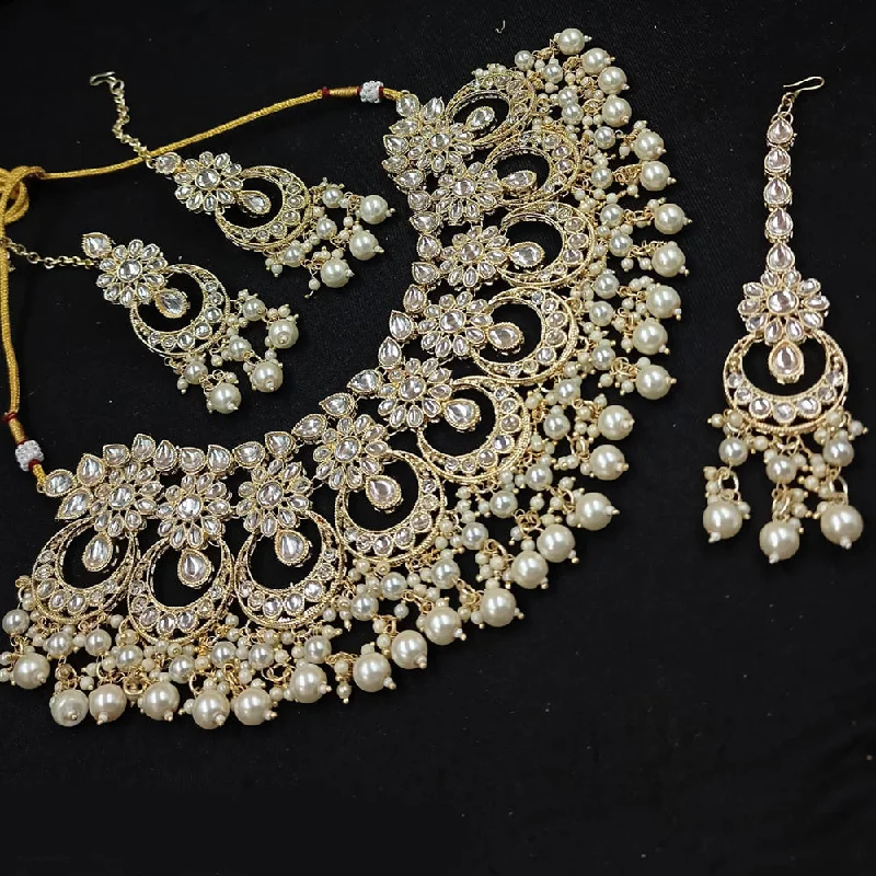 High-End Gold Necklace-Padmawati Bangles Gold Plated Kundan Stone Necklace Set