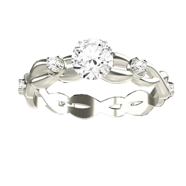 Fashionable Cocktail Ring-XOXO Celtic Twist Diamond Engagement Ring in 9ct White Gold