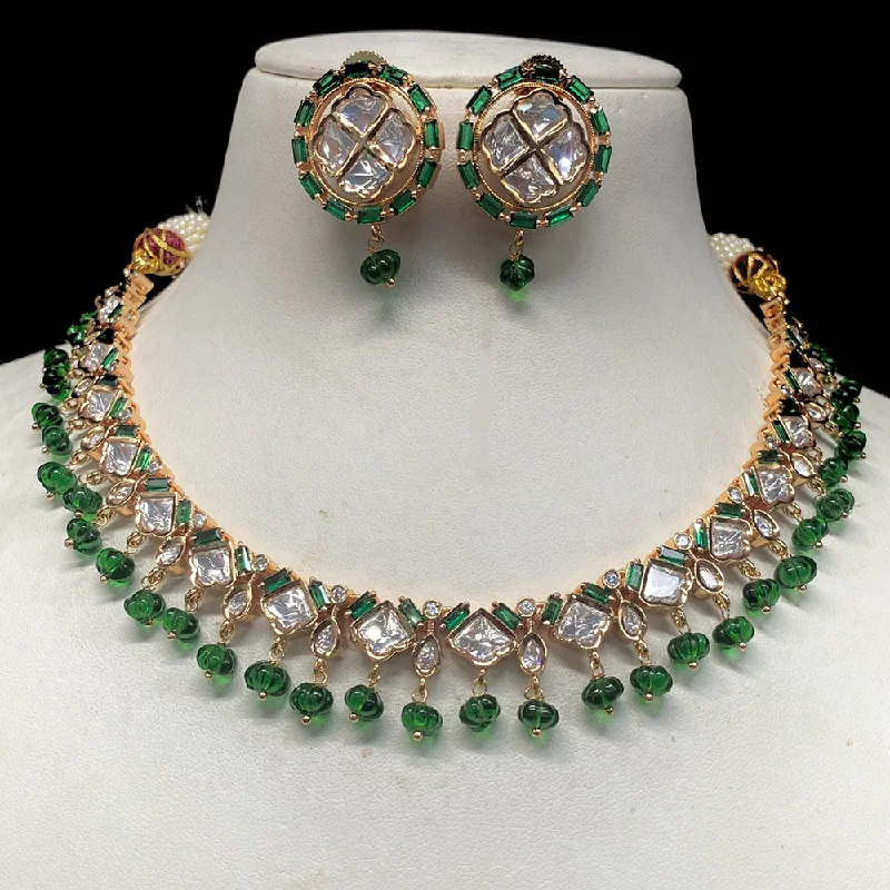 Elegant Pearl Necklace-Amoliya Jewels Polki Kundan Necklace Set