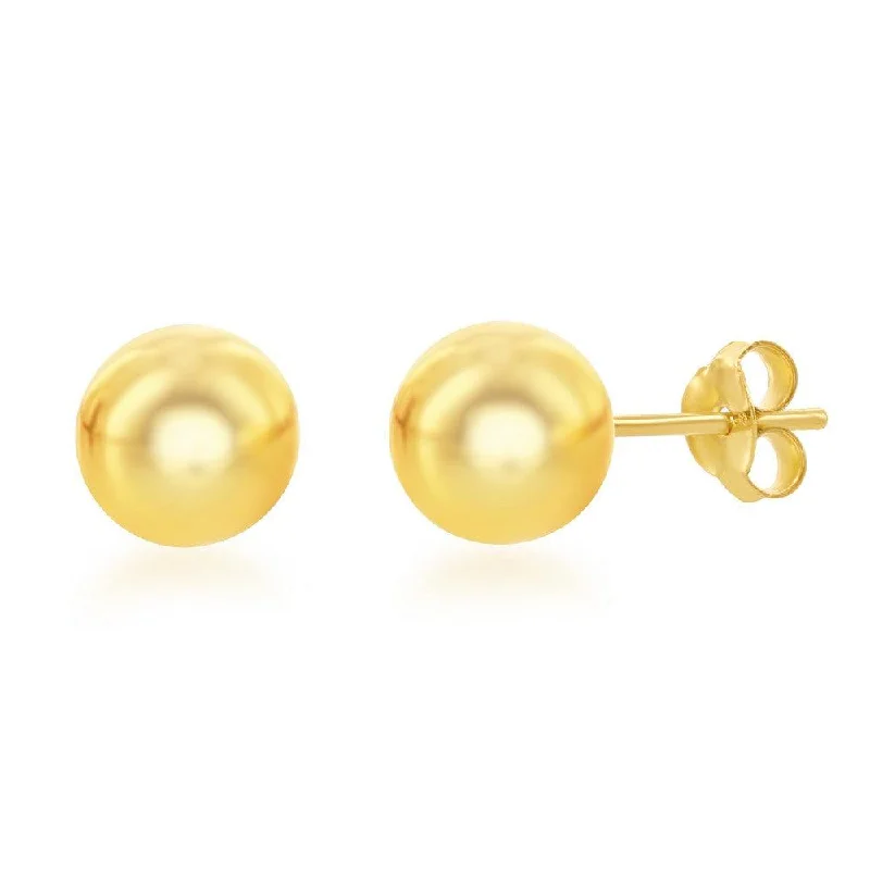 Small Silver Stud Earrings-Sterling Silver Gold Plated 8mm Bead Earrings