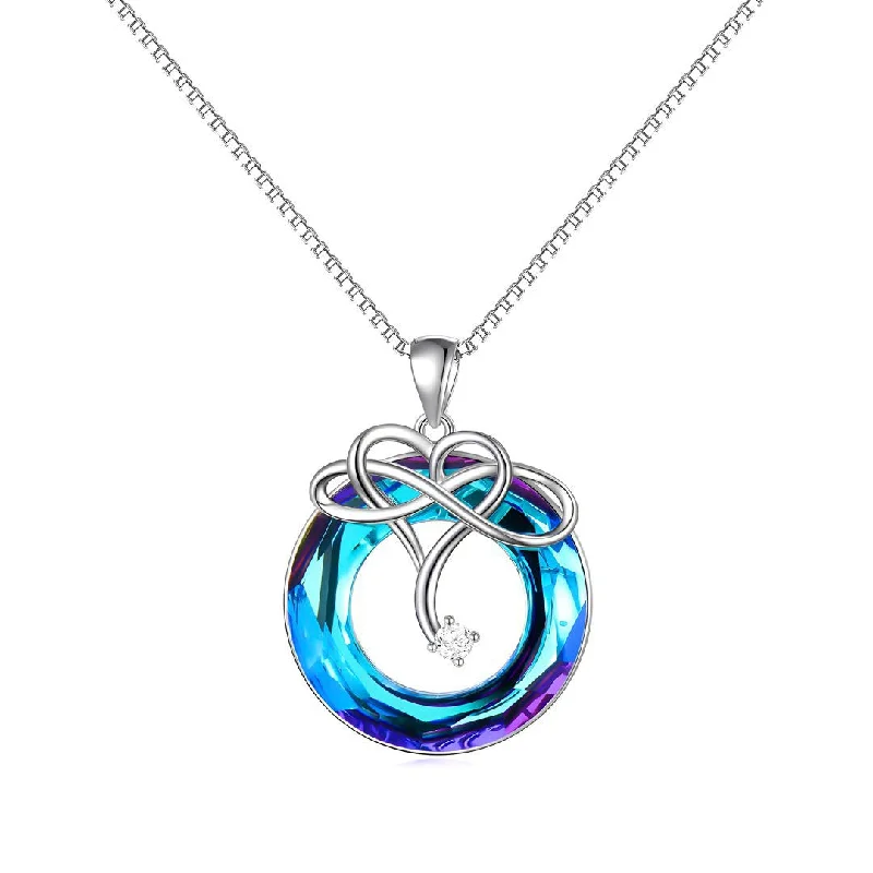 Stylish Pendant Necklace-I love You Until Infinity Runs Out - 925 Sterling Silver Necklace