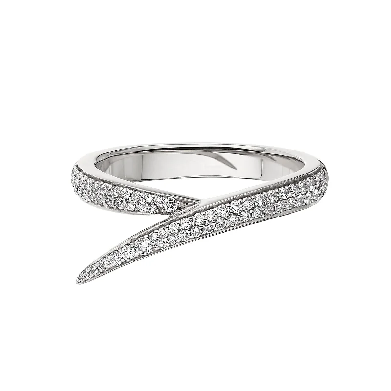 Modern Cocktail Ring-Interlocking Single Ring - 18ct White Gold & Diamond