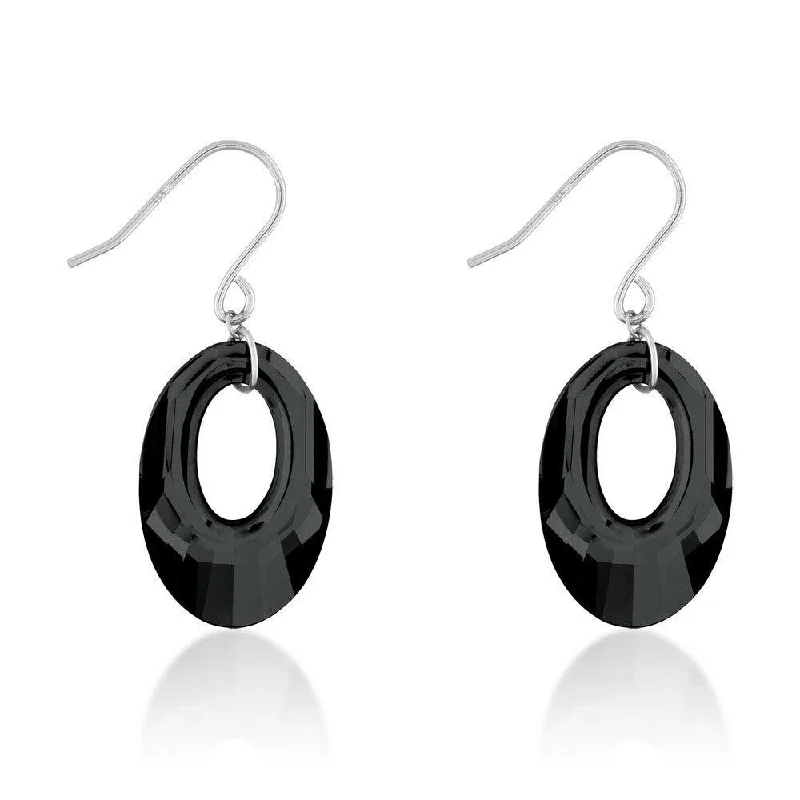 Trendy Ear Jackets-Sterling Silver Black Swarovski Crystal Earrings