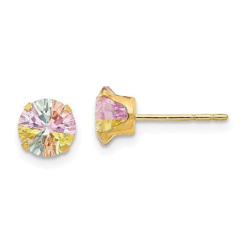 Handmade Earrings-Madi K Kid's 14k  Multi-color CZ 6mm Post Earrings