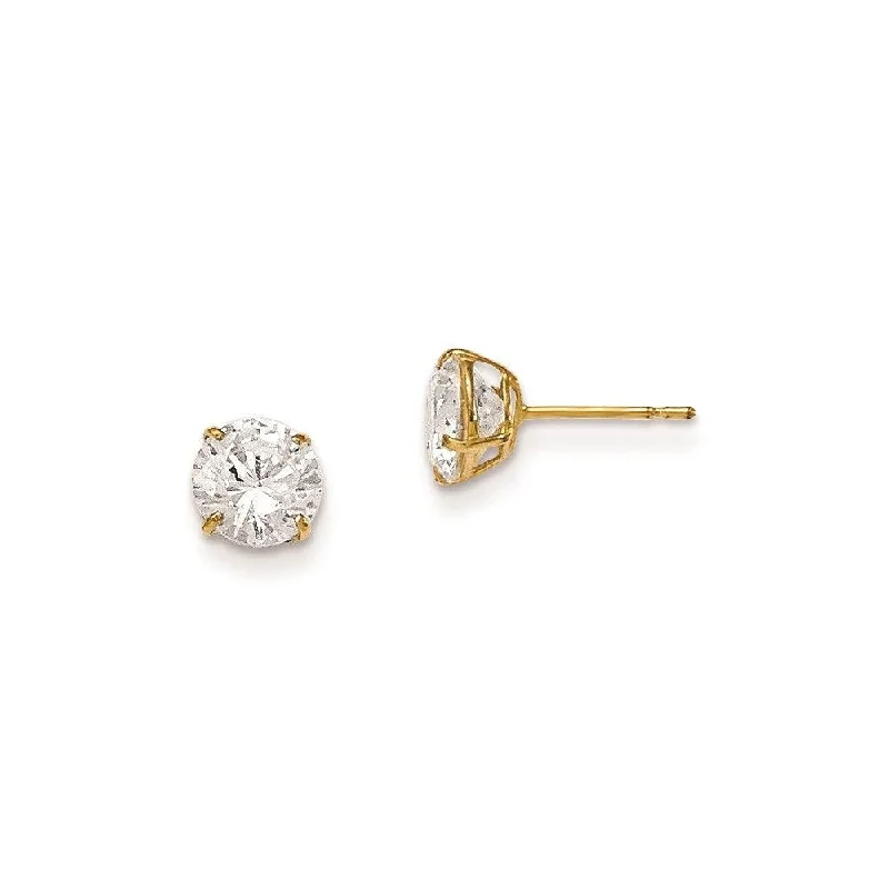 Bridal Earrings Set-Madi K Kid's 14k  6mm Round CZ Basket Set Stud Earrings