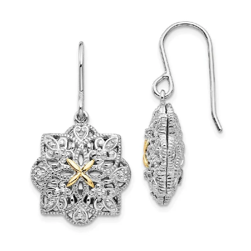 Butterfly Earrings for Women-Sterling Silver w/14k Diamond Vintage Earrings